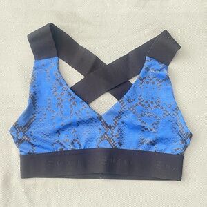 Noli Women's Backless Sports Bra - Blue & Black.  CONT N